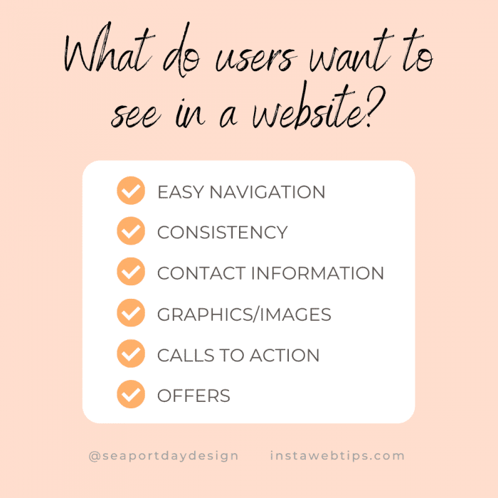 What do users want to see in a website?