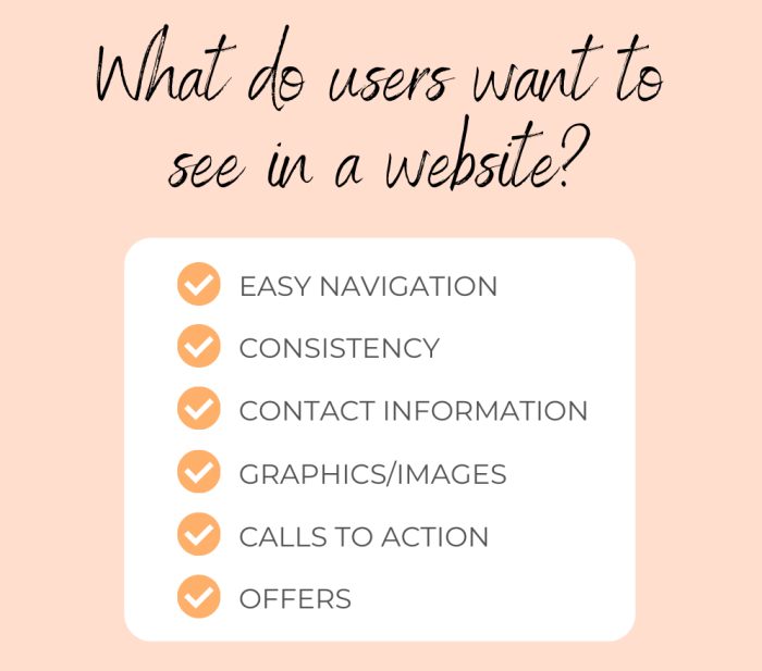 What do users want to see in a website?